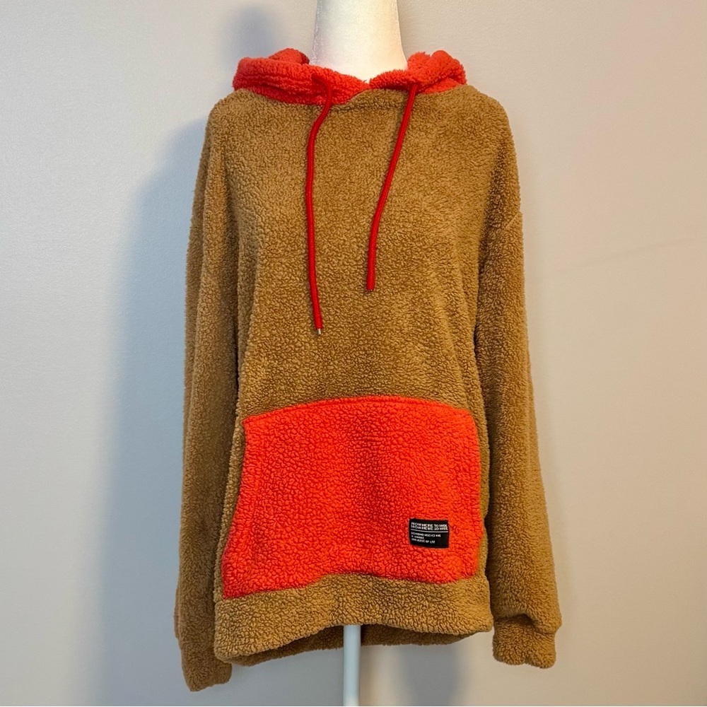 Zaful Brown and Orange Fleece Hoodie